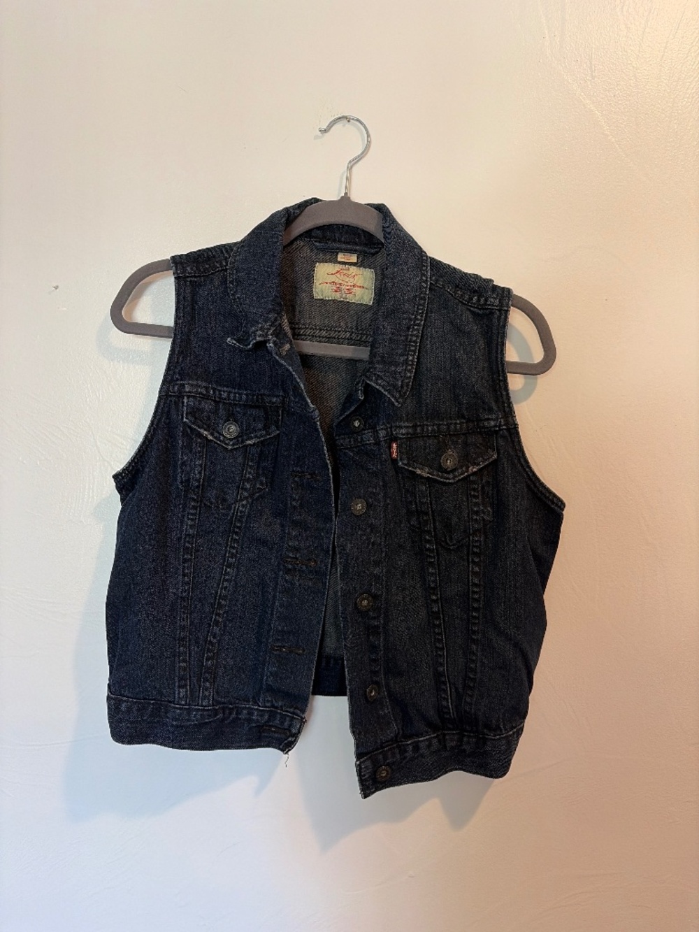 Vintage Y2K Levi’s Dark Wash Denim Trucker Vest "Positively Superior"